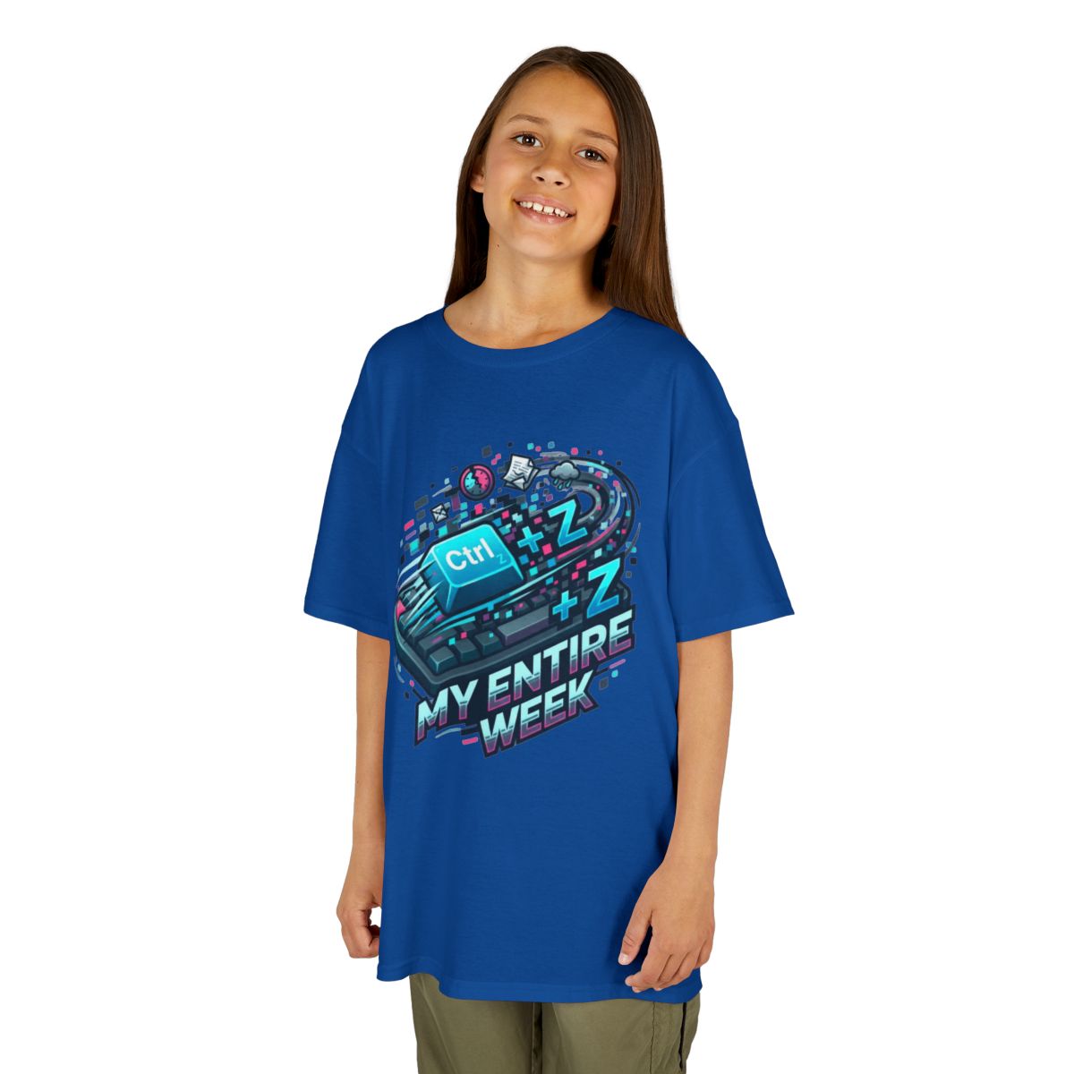 Color: Royal | CTRL Z My Entire Week Kids Tee