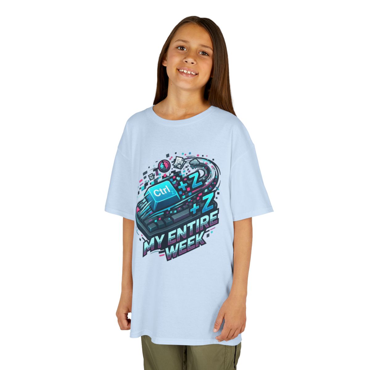 Color: Light Blue | CTRL Z My Entire Week Kids Tee