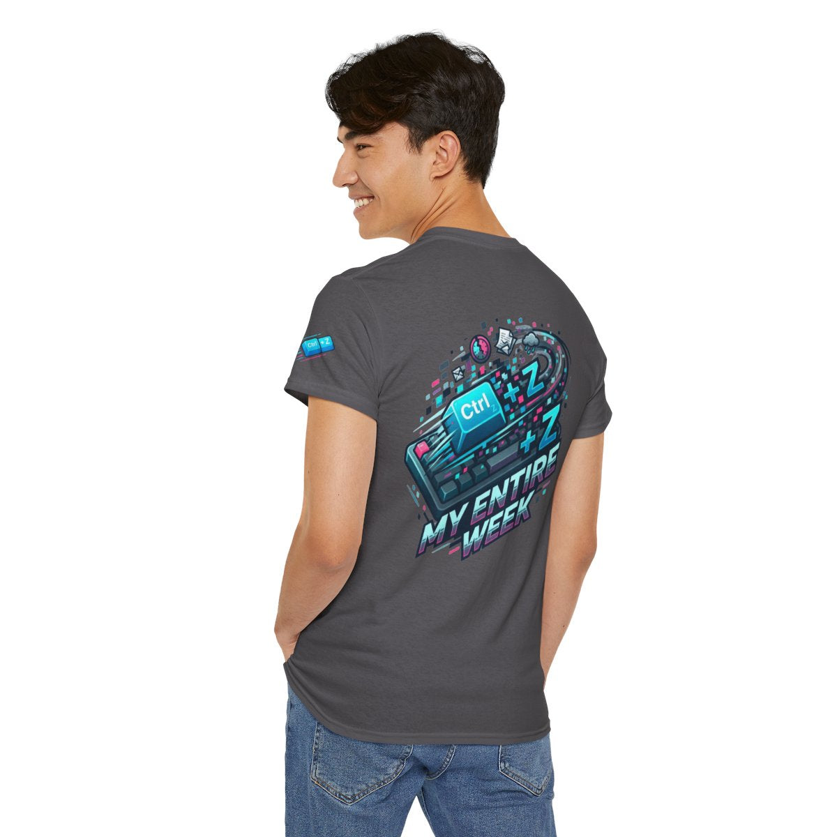 Color: Charcoal | CTRL Z My Entire Week Premium Graphic Tee