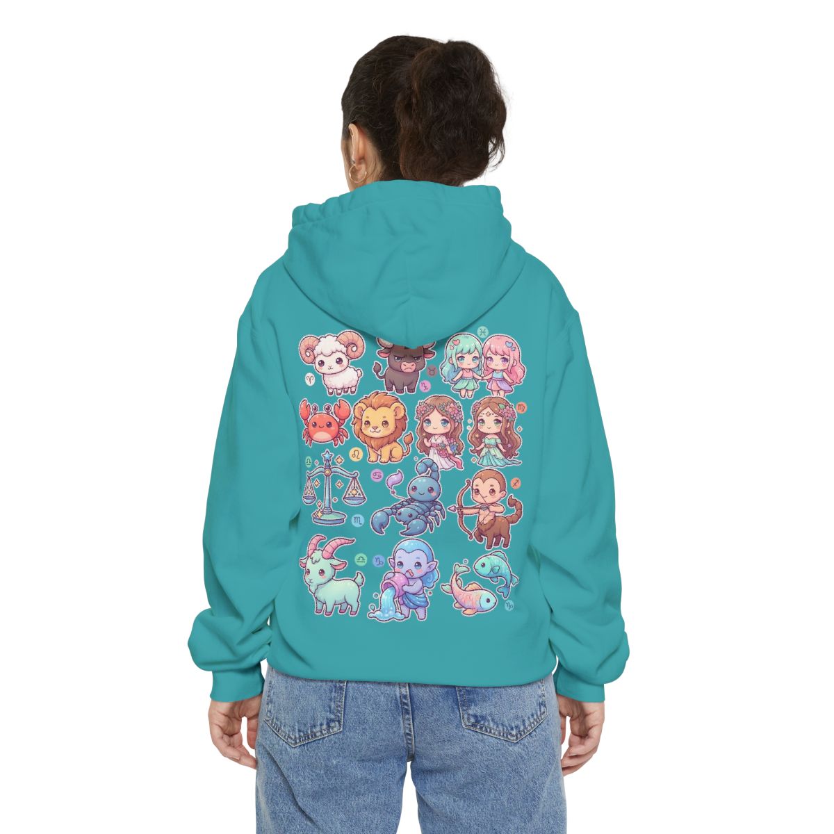 Color: Seafoam | Cute Chibi Zodiac Garment-Dyed Hoodie