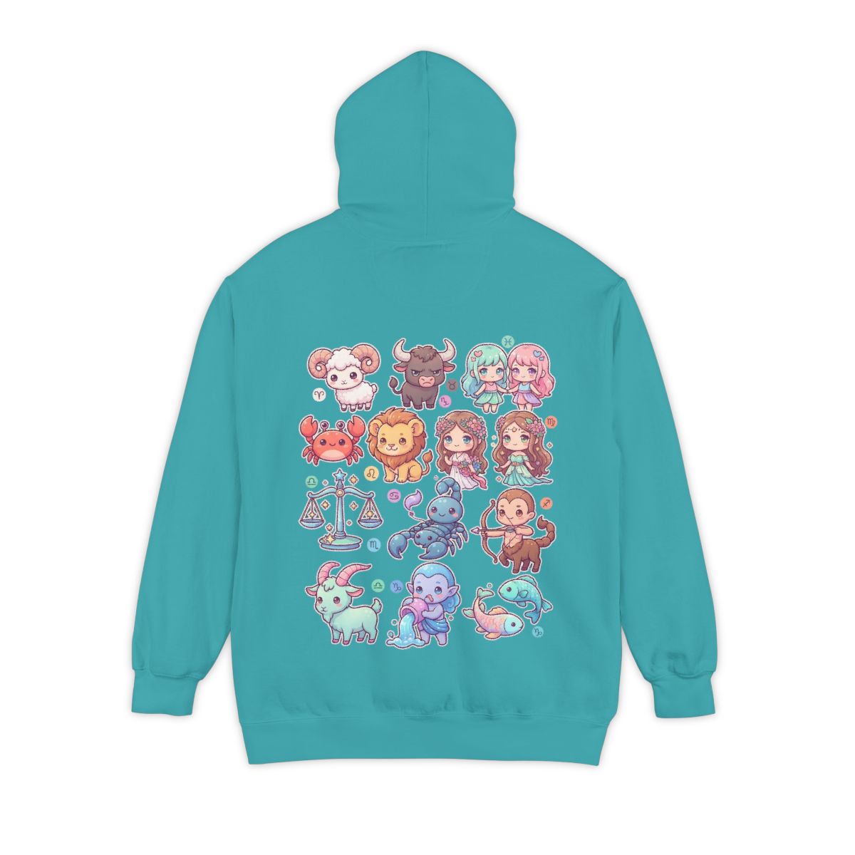 Color: Seafoam | Cute Chibi Zodiac Garment-Dyed Hoodie