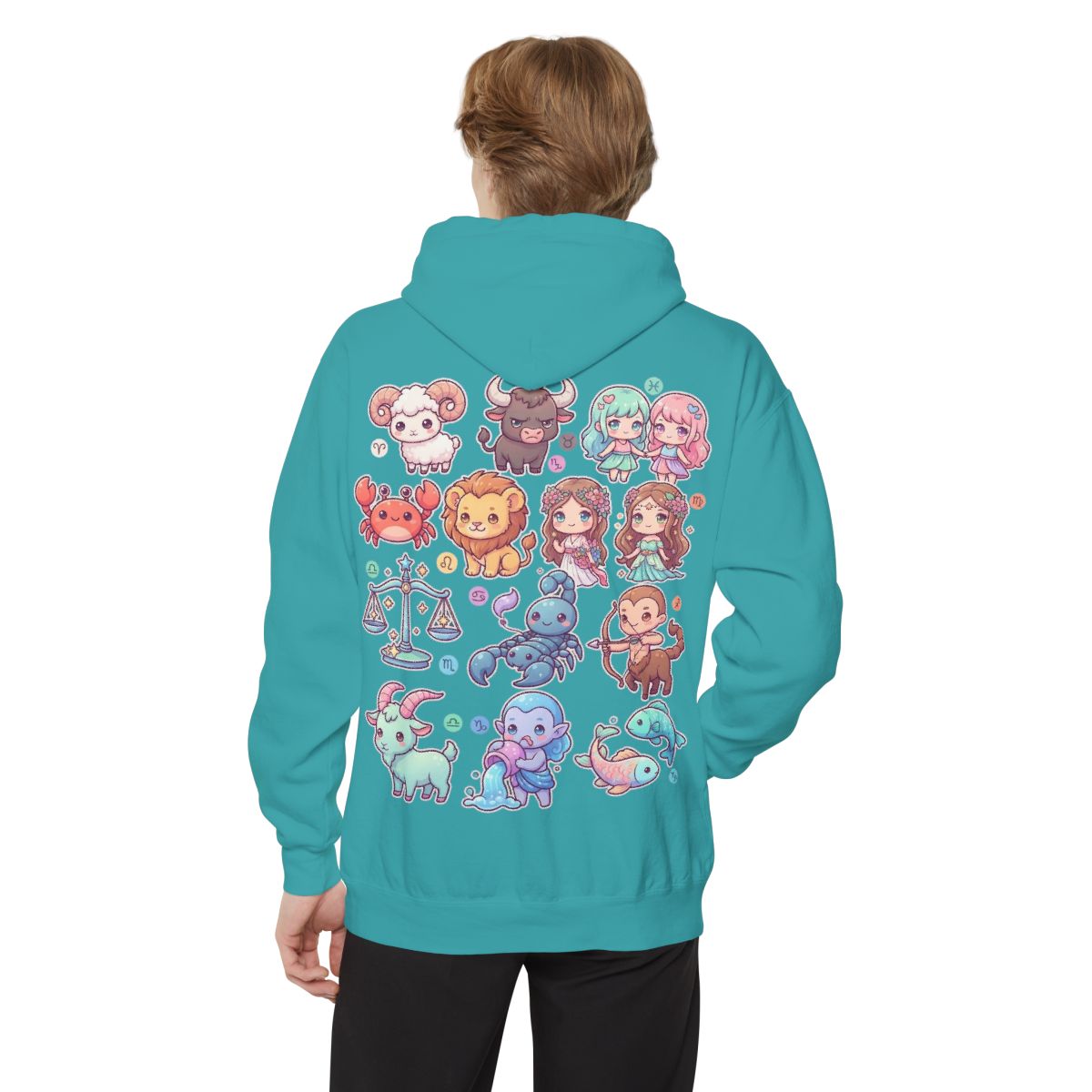 Color: Seafoam | Cute Chibi Zodiac Garment-Dyed Hoodie