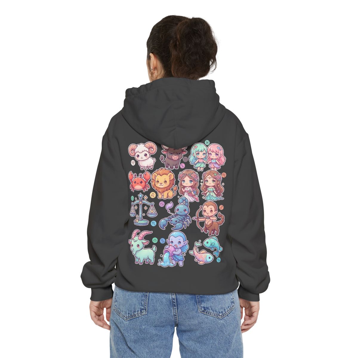 Color: Pepper | Cute Chibi Zodiac Garment-Dyed Hoodie