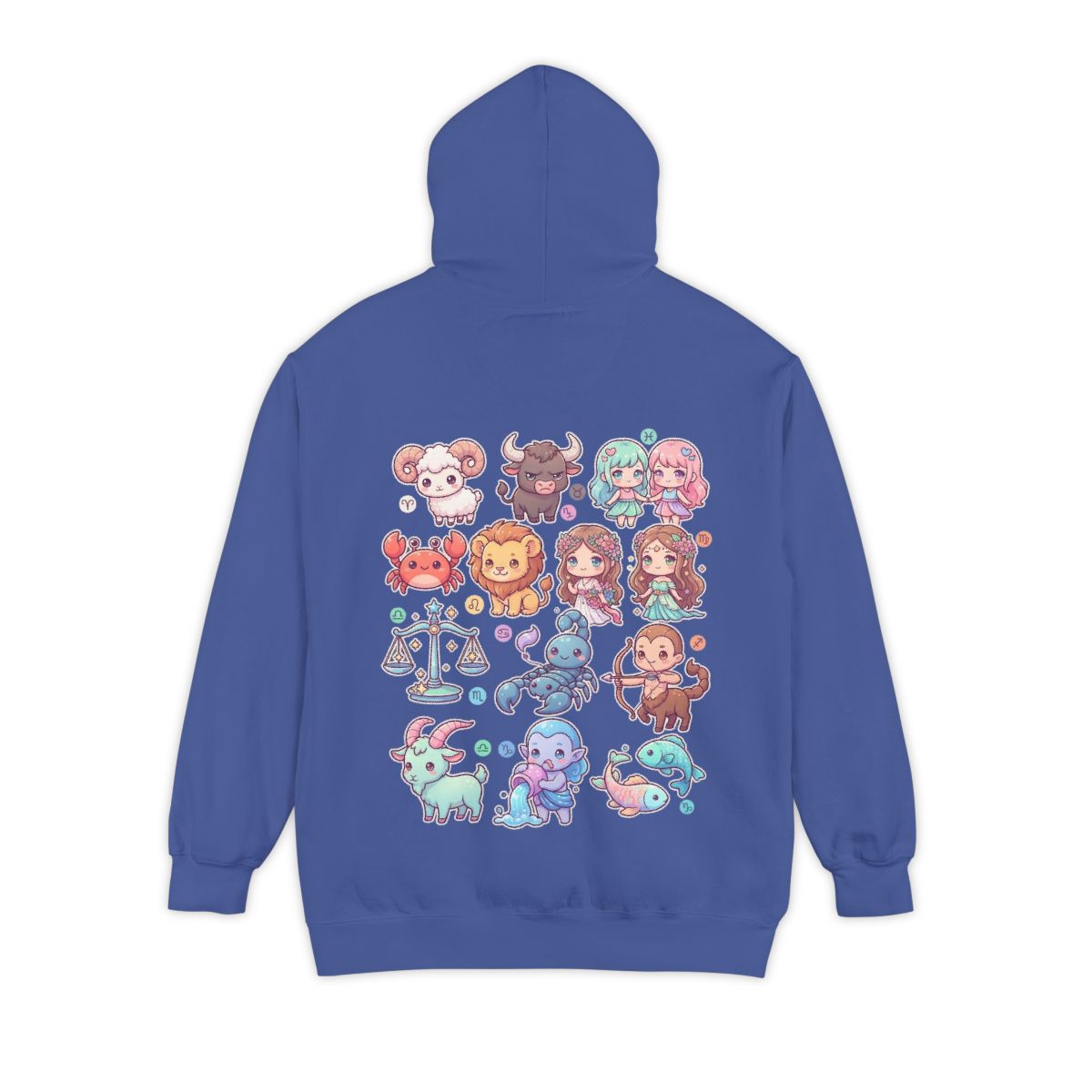Color: Flo Blue | Cute Chibi Zodiac Garment-Dyed Hoodie