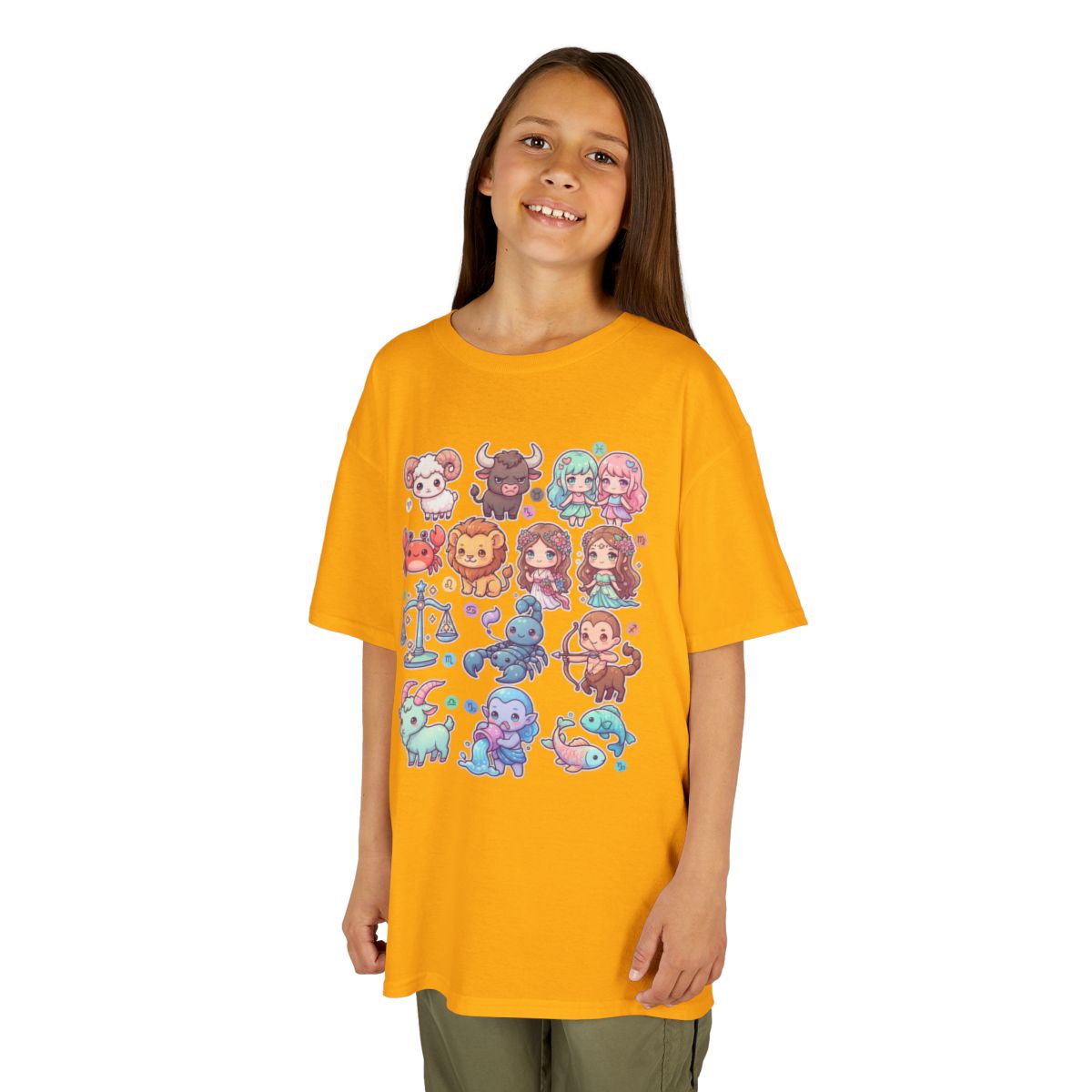 Color: Gold | Cute Chibi Zodiac Kids Tee