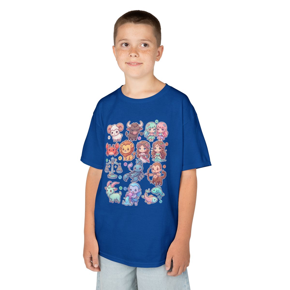Color: Royal | Cute Chibi Zodiac Kids Tee
