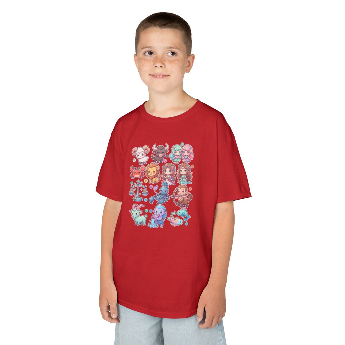Color: Red | Cute Chibi Zodiac Kids Tee