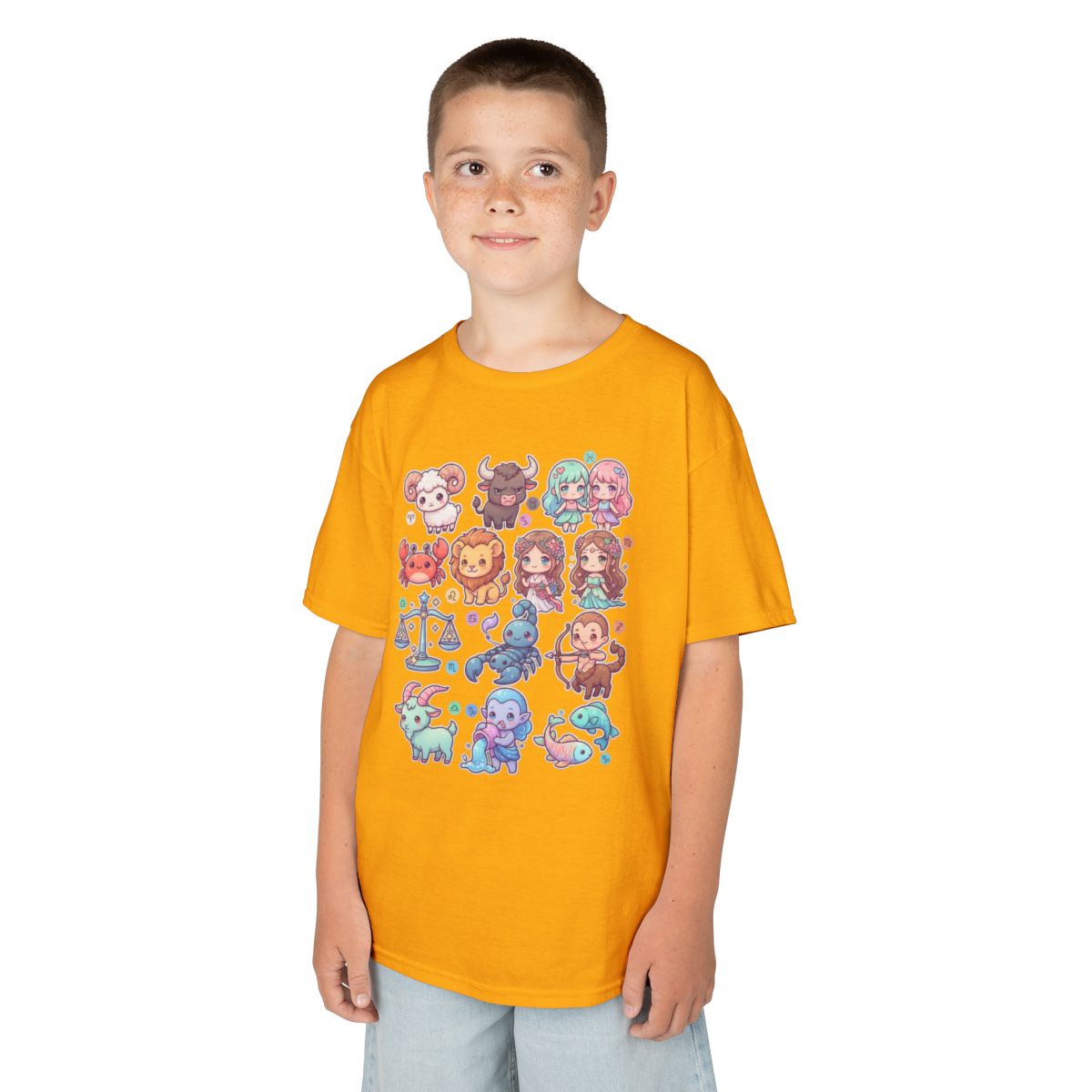 Color: Gold | Cute Chibi Zodiac Kids Tee