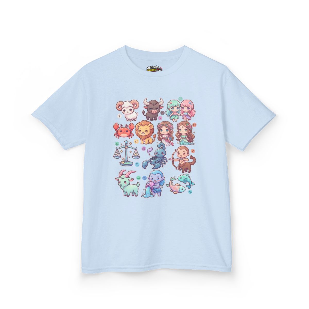 Color: Light Blue | Cute Chibi Zodiac Kids Tee