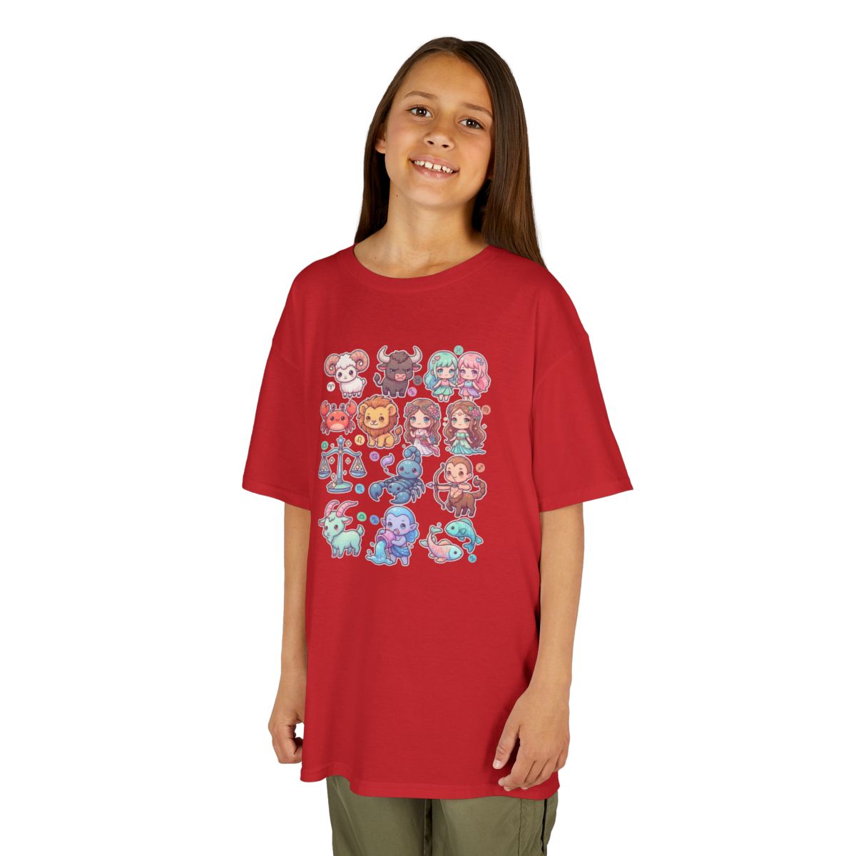Color: Red | Cute Chibi Zodiac Kids Tee