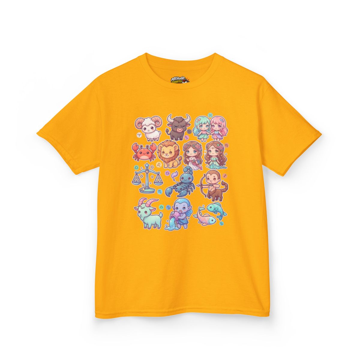 Color: Gold | Cute Chibi Zodiac Kids Tee