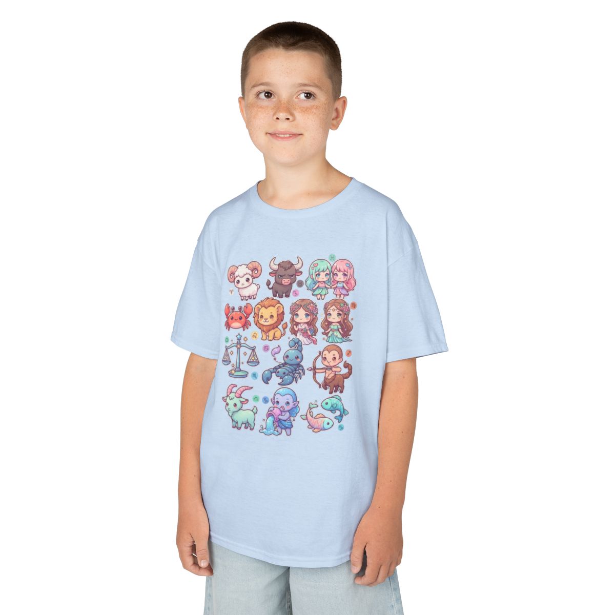 Color: Light Blue | Cute Chibi Zodiac Kids Tee