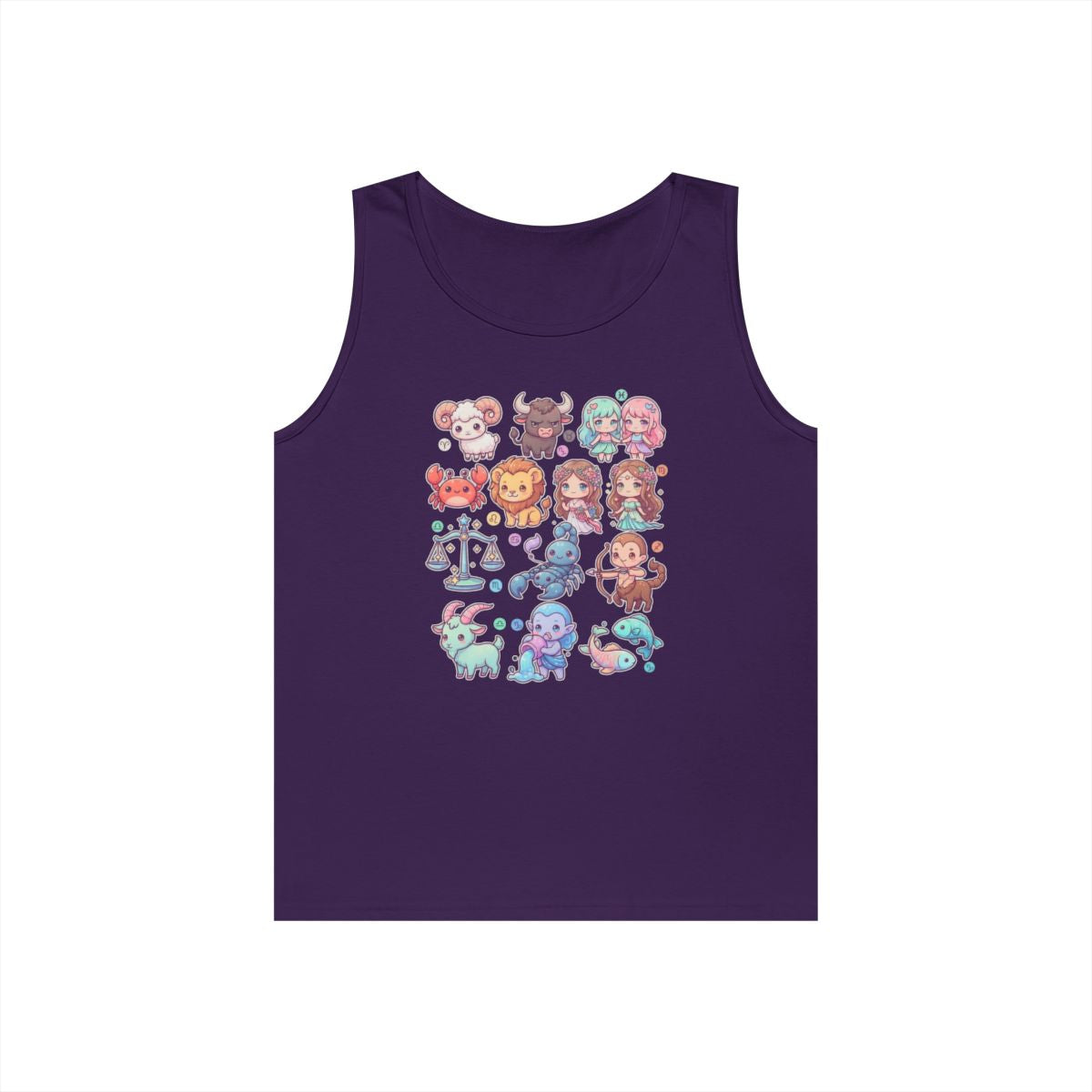 Color: Purple | Cute Chibi Zodiac Tank Top