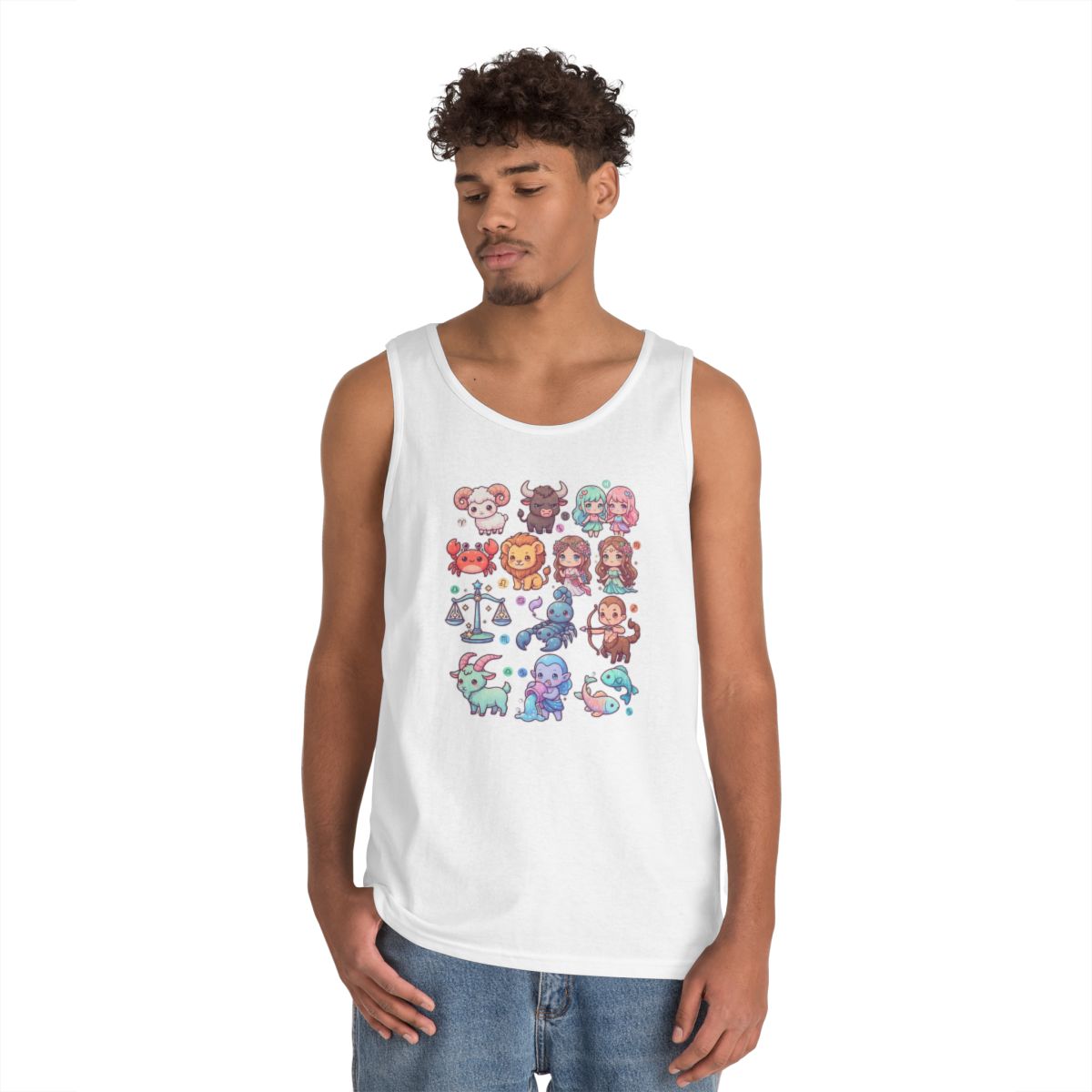 Color: White | Cute Chibi Zodiac Tank Top