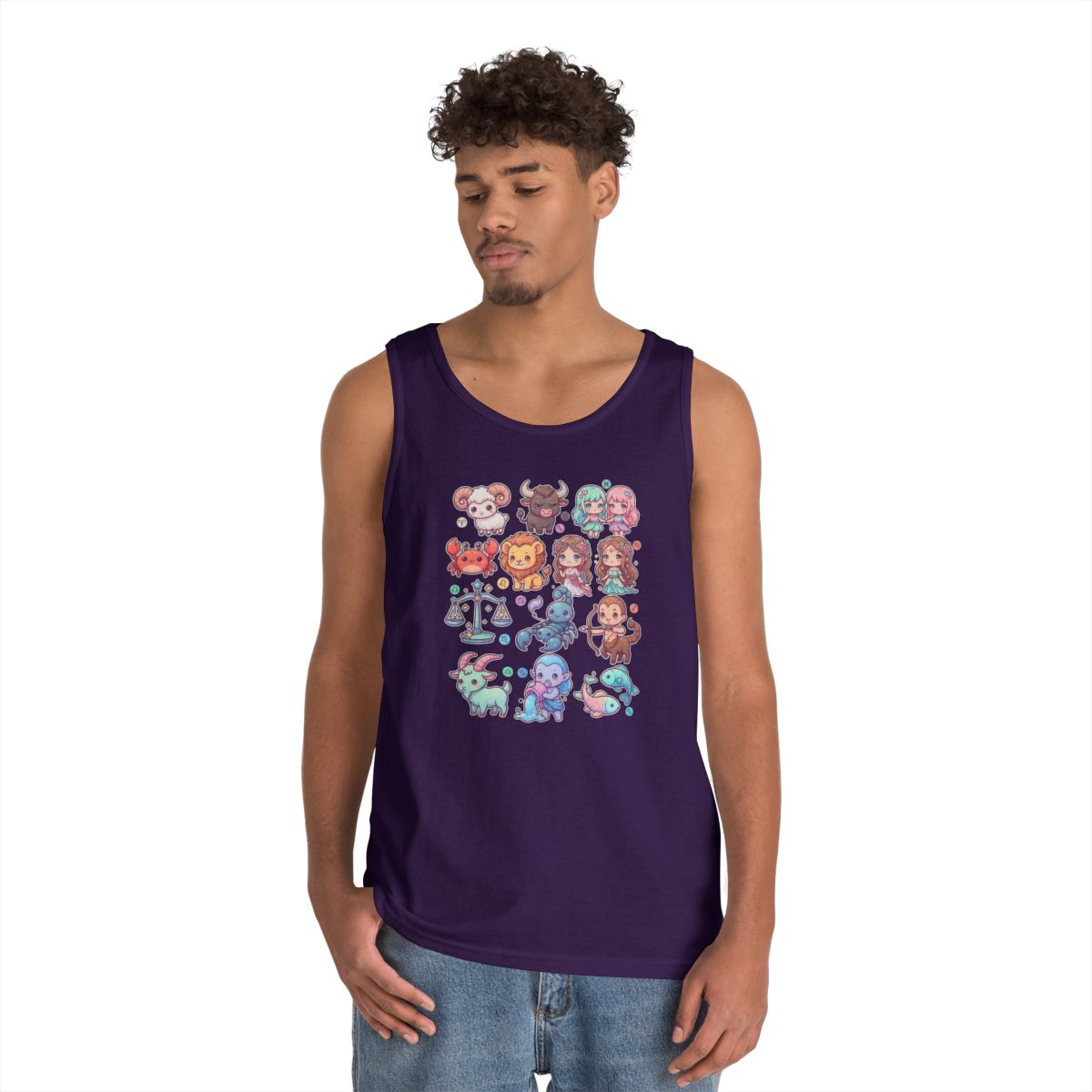 Color: Purple | Cute Chibi Zodiac Tank Top