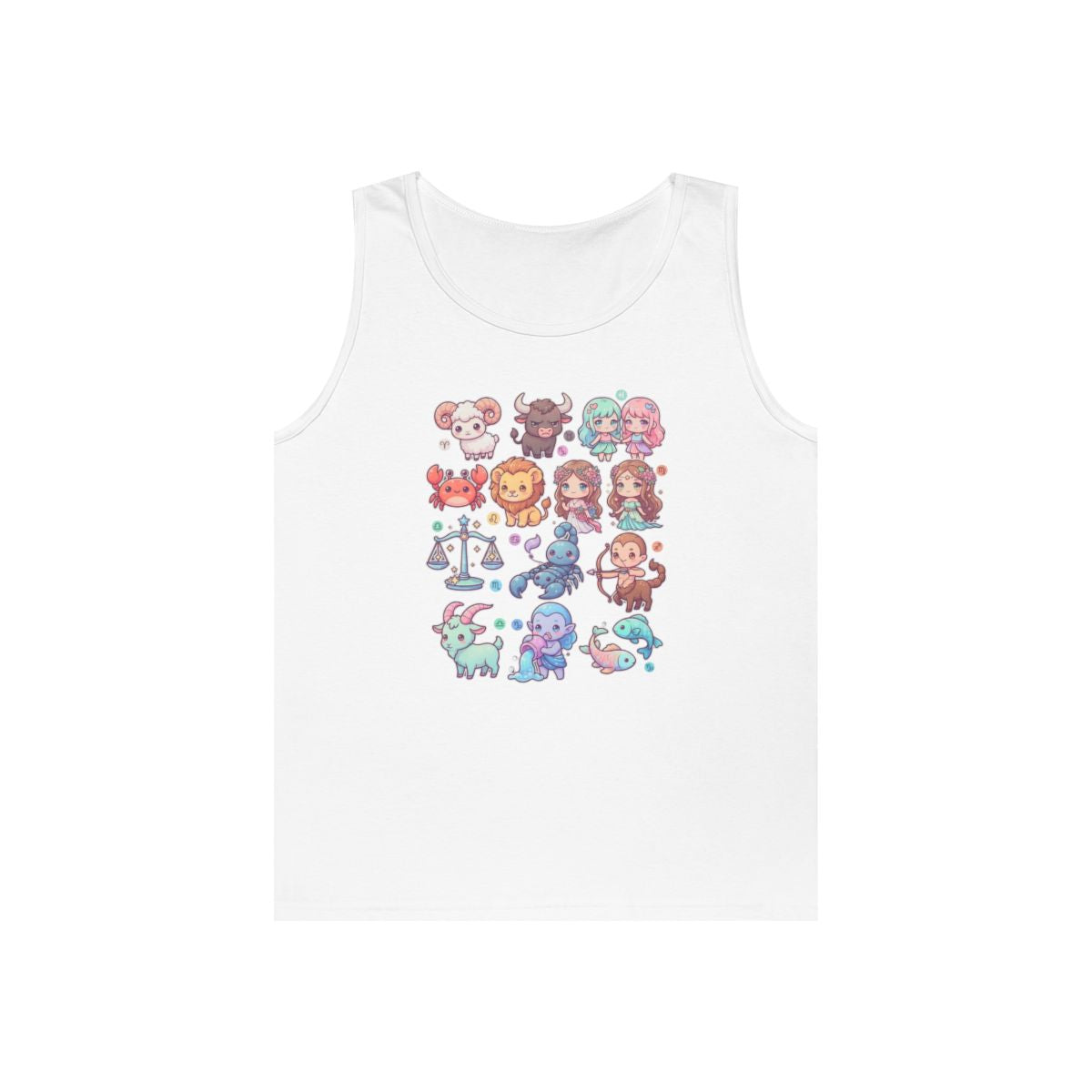 Color: White | Cute Chibi Zodiac Tank Top