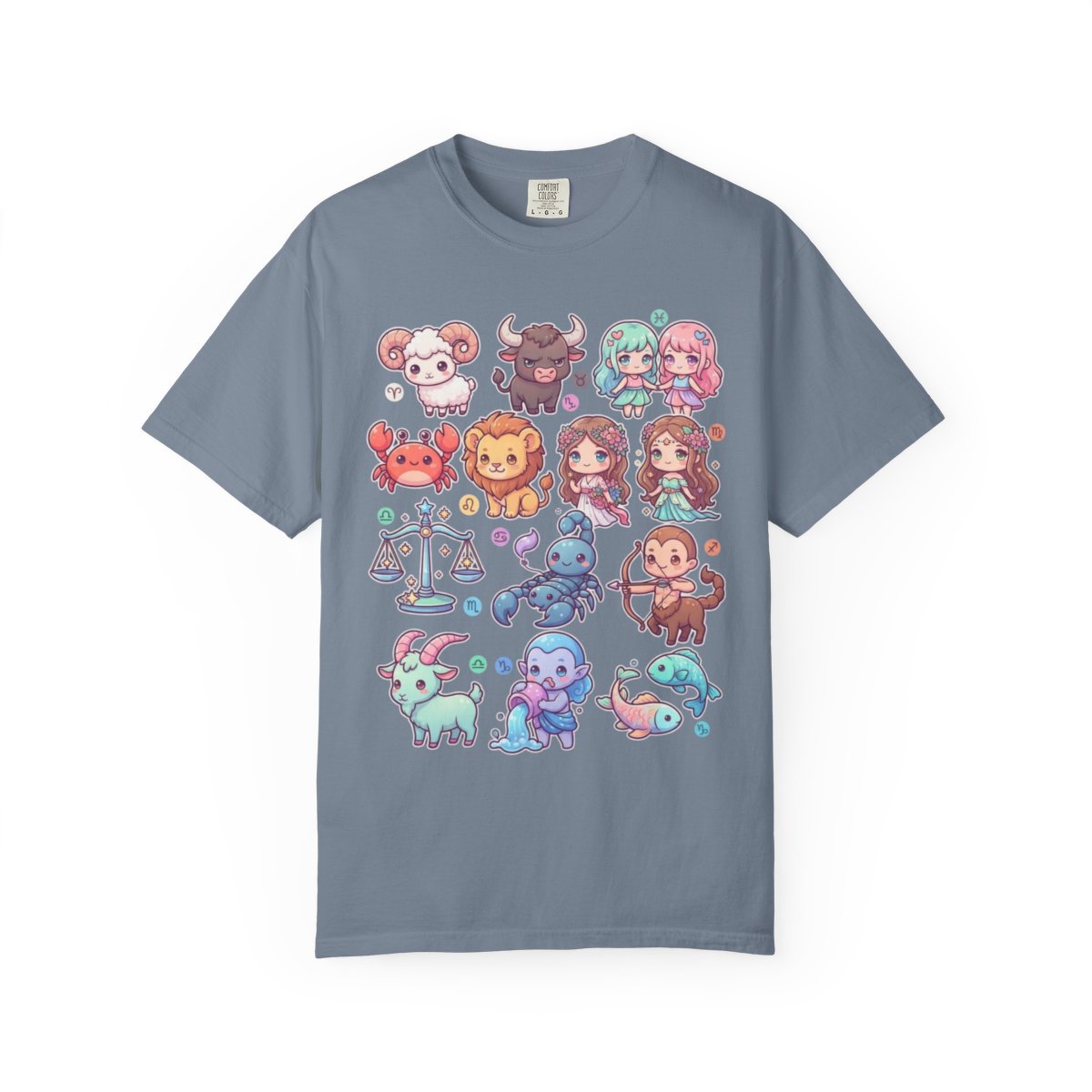Color: Blue Jean | Cute Chibi Zodiac Unisex Garment-Dyed Tee