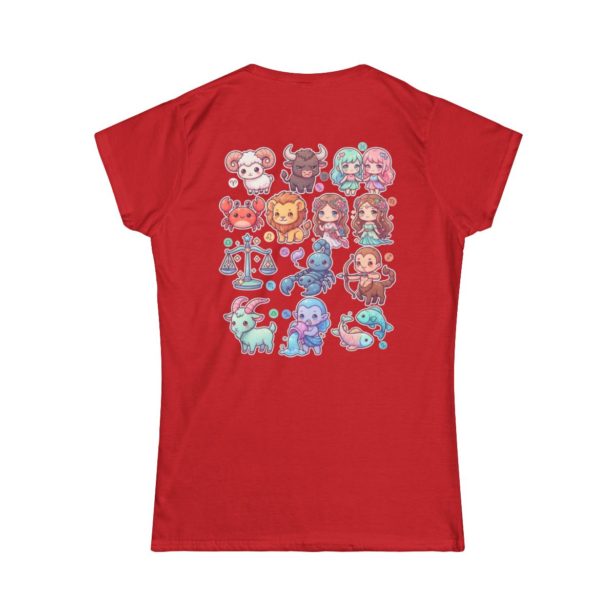 Color: Red | Cute Chibi Zodiac Women's Tee