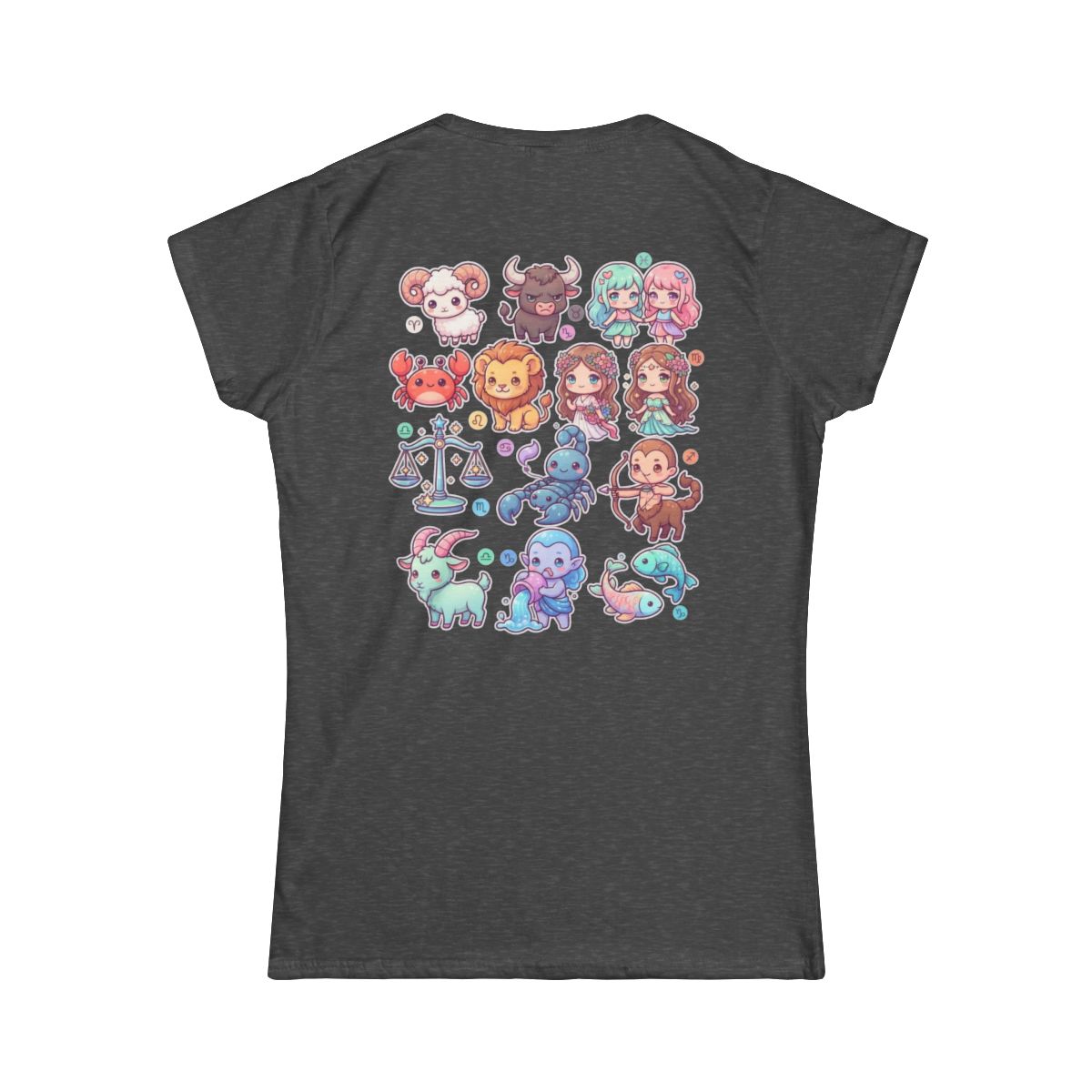 Color: Dark Heather | Cute Chibi Zodiac Women's Tee