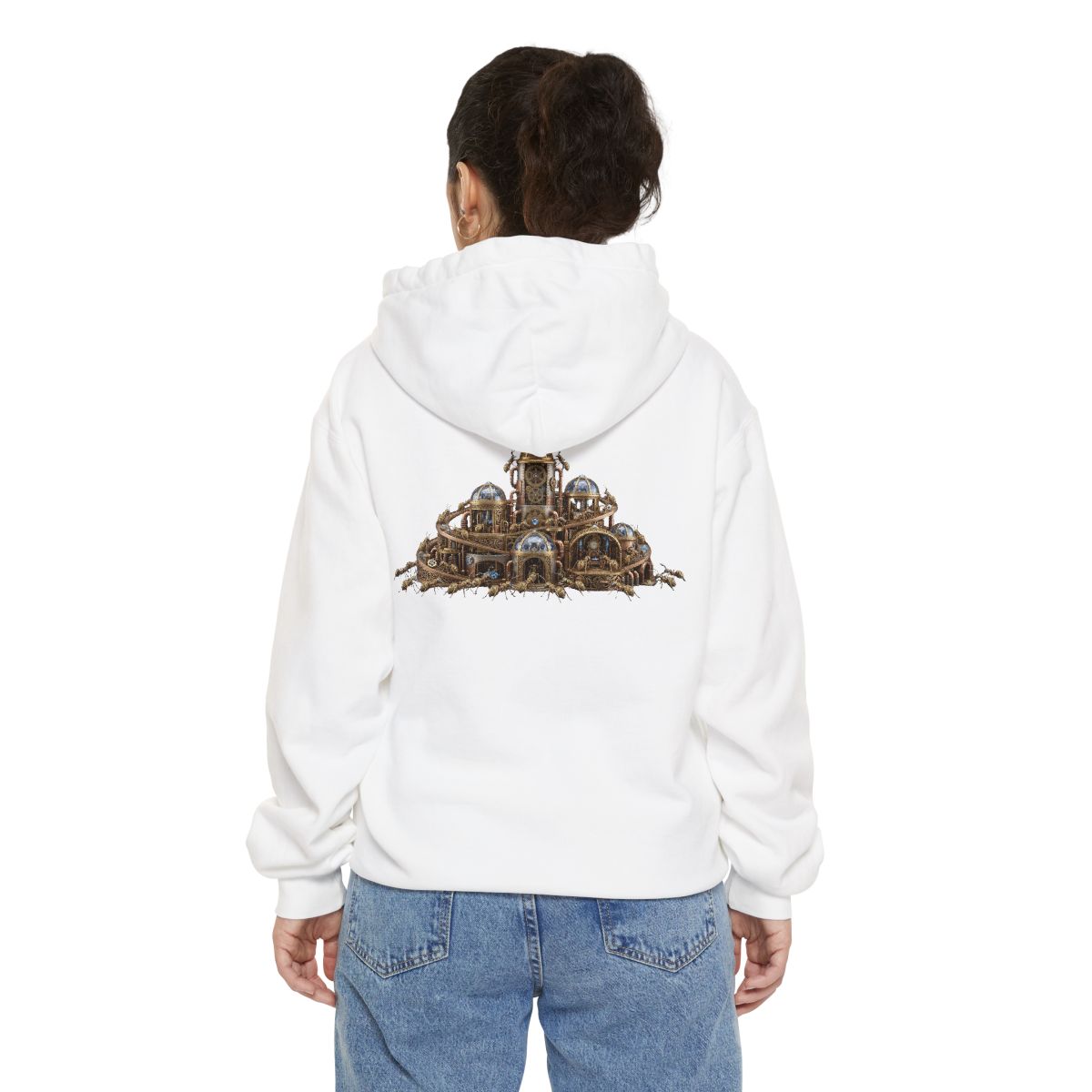 Color: White | Cyber Ants Garment-Dyed Hoodie