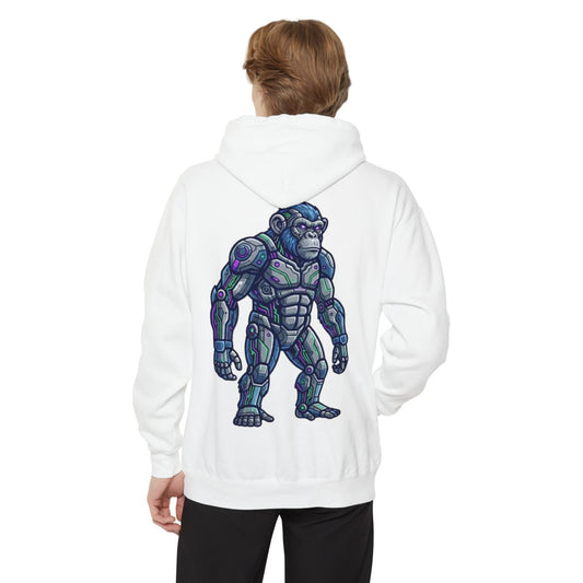 Color: White | Cyber Chimp Garment-Dyed Hoodie