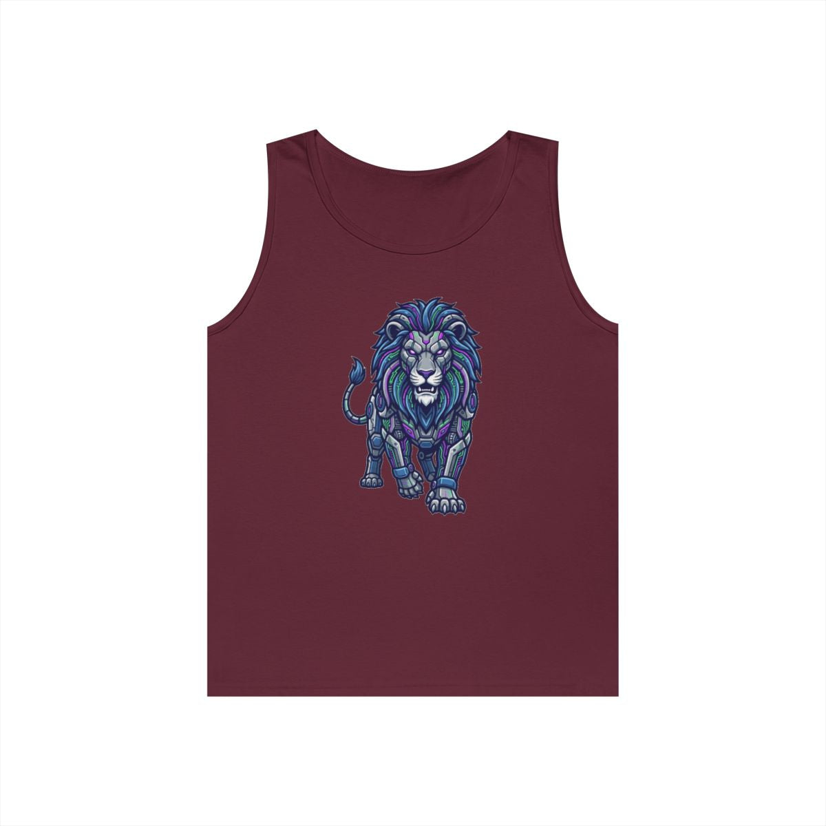 Color: Maroon | Cyber Lion Tank Top
