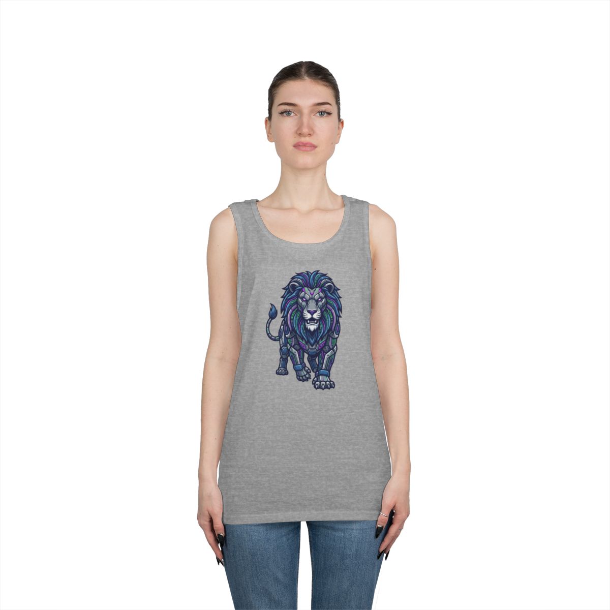 Color: Sport Grey | Cyber Lion Tank Top