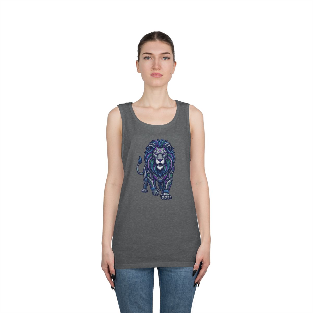 Color: Graphite Heather | Cyber Lion Tank Top