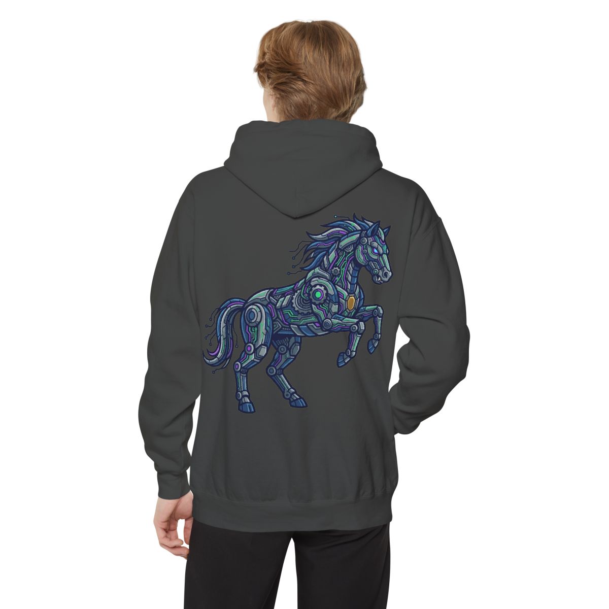 Color: Pepper | Cyber Mustang Garment-Dyed Hoodie