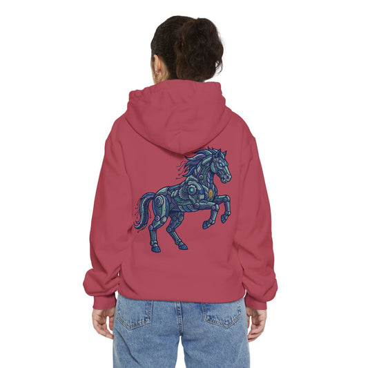 Color: Crimson | Cyber Mustang Garment-Dyed Hoodie