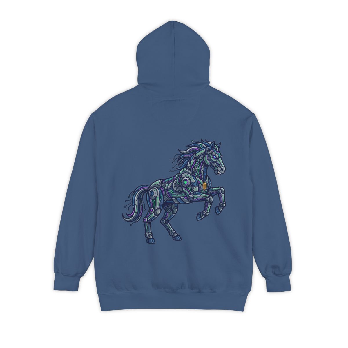 Color: True Navy | Cyber Mustang Garment-Dyed Hoodie