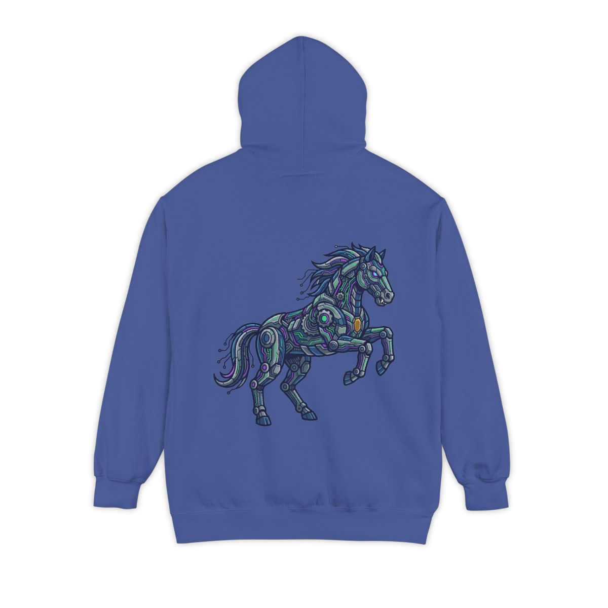 Color: Flo Blue | Cyber Mustang Garment-Dyed Hoodie