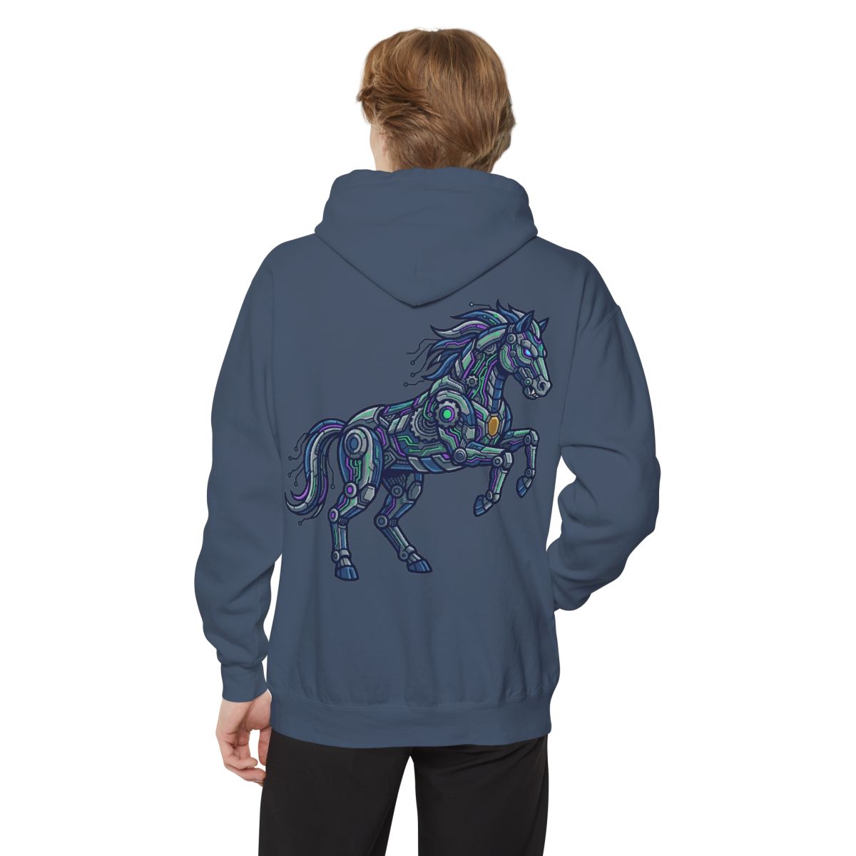 Color: Denim | Cyber Mustang Garment-Dyed Hoodie
