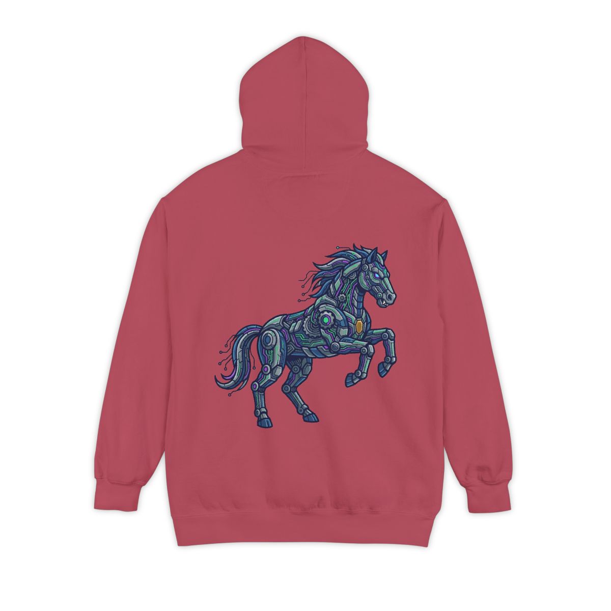 Color: Crimson | Cyber Mustang Garment-Dyed Hoodie