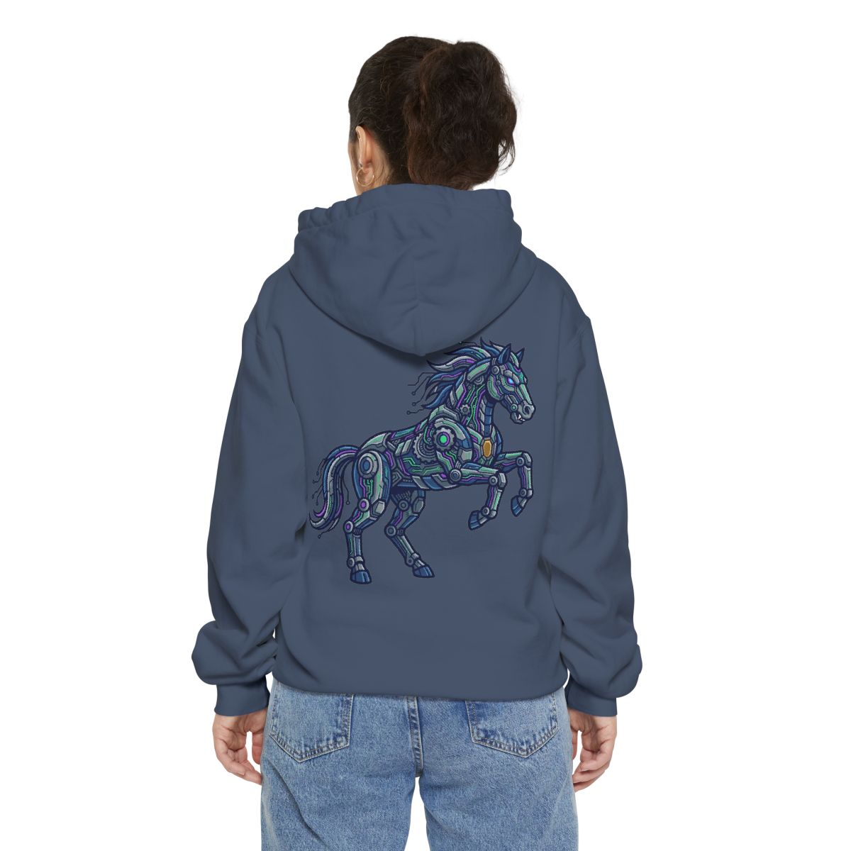 Color: Denim | Cyber Mustang Garment-Dyed Hoodie