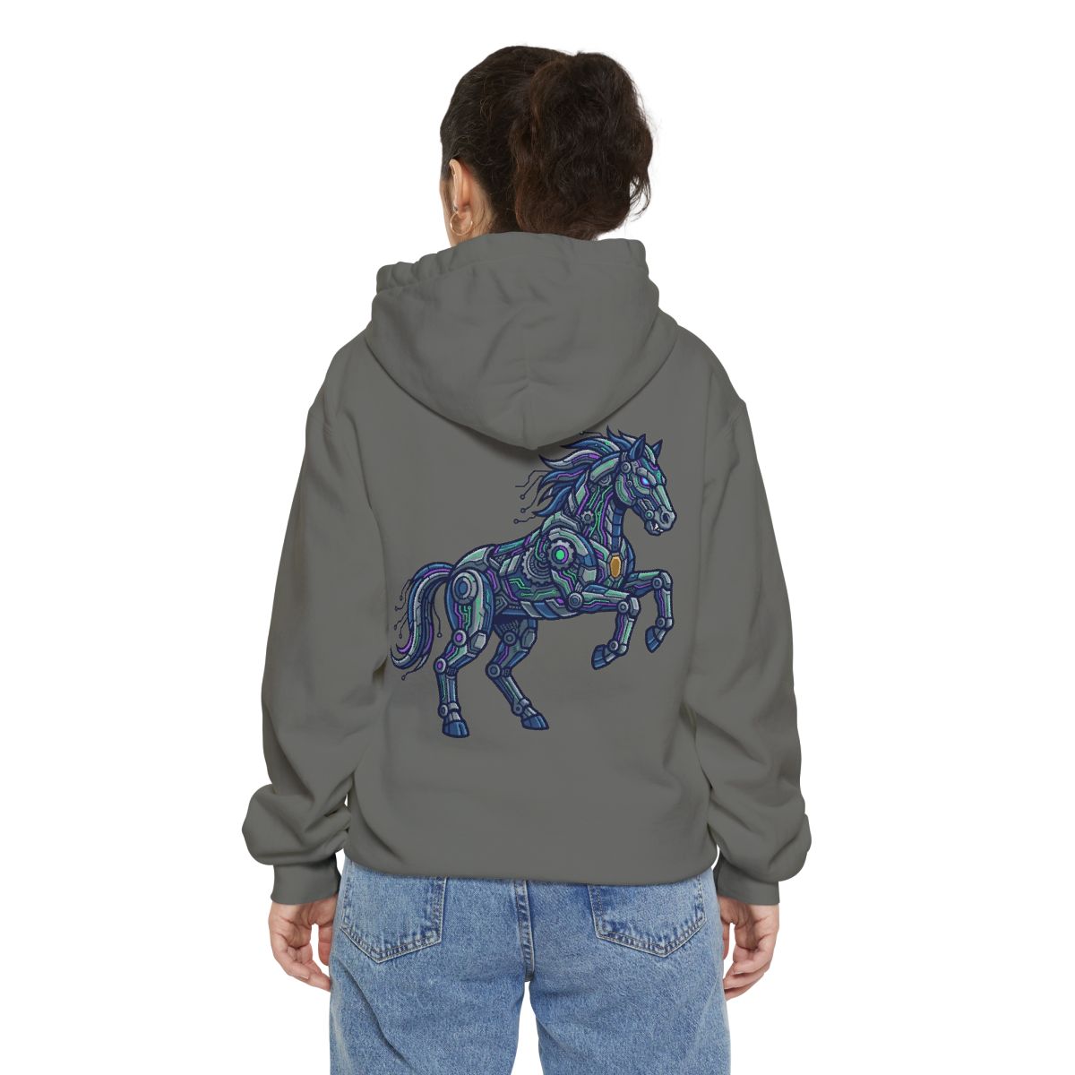 Color: Grey | Cyber Mustang Garment-Dyed Hoodie
