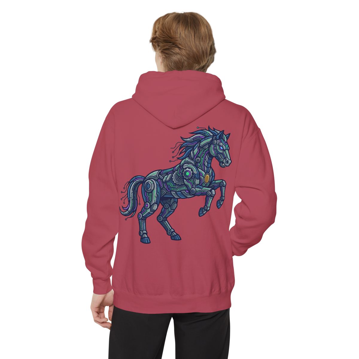 Color: Crimson | Cyber Mustang Garment-Dyed Hoodie
