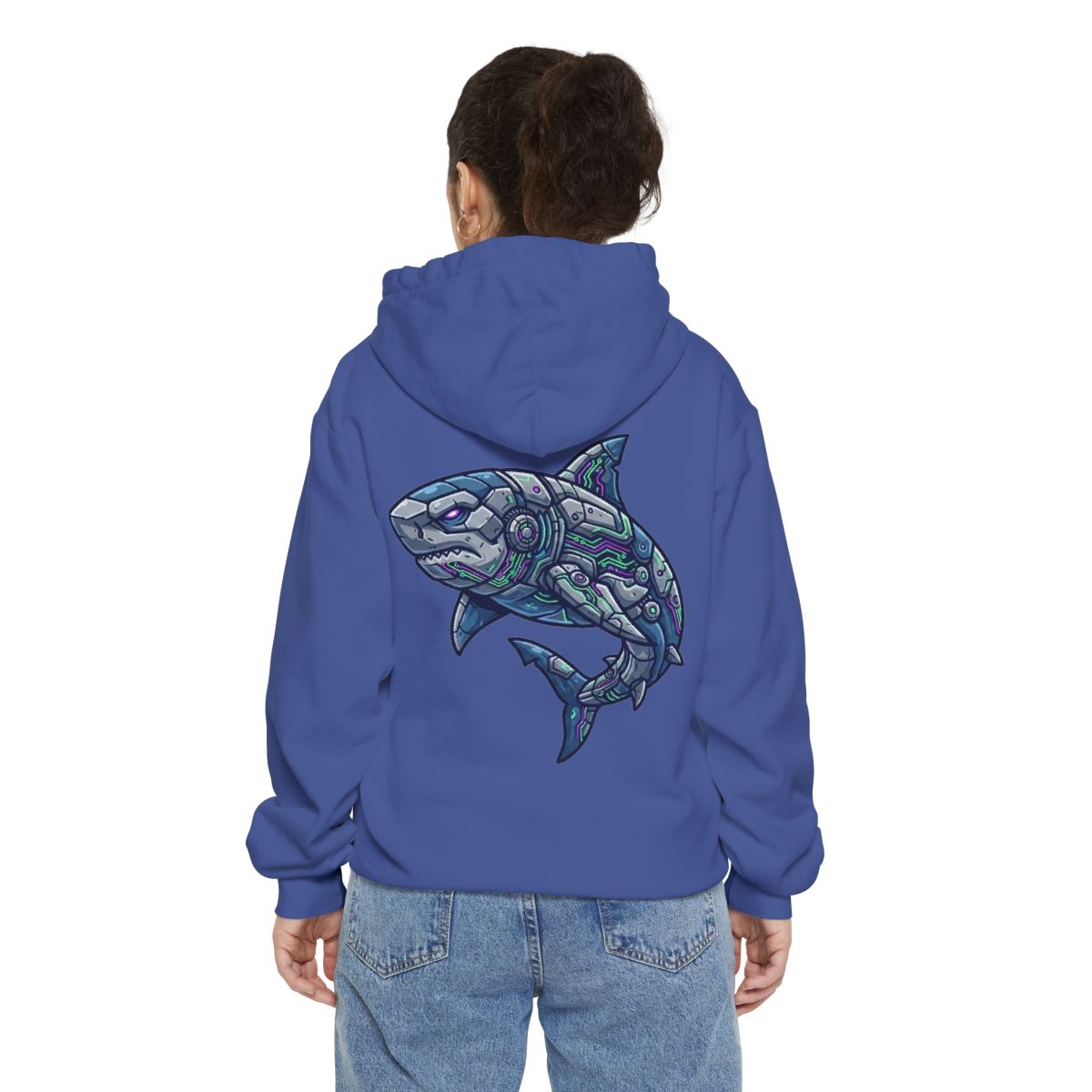 Color: Flo Blue | Cyber Shark Garment-Dyed Hoodie