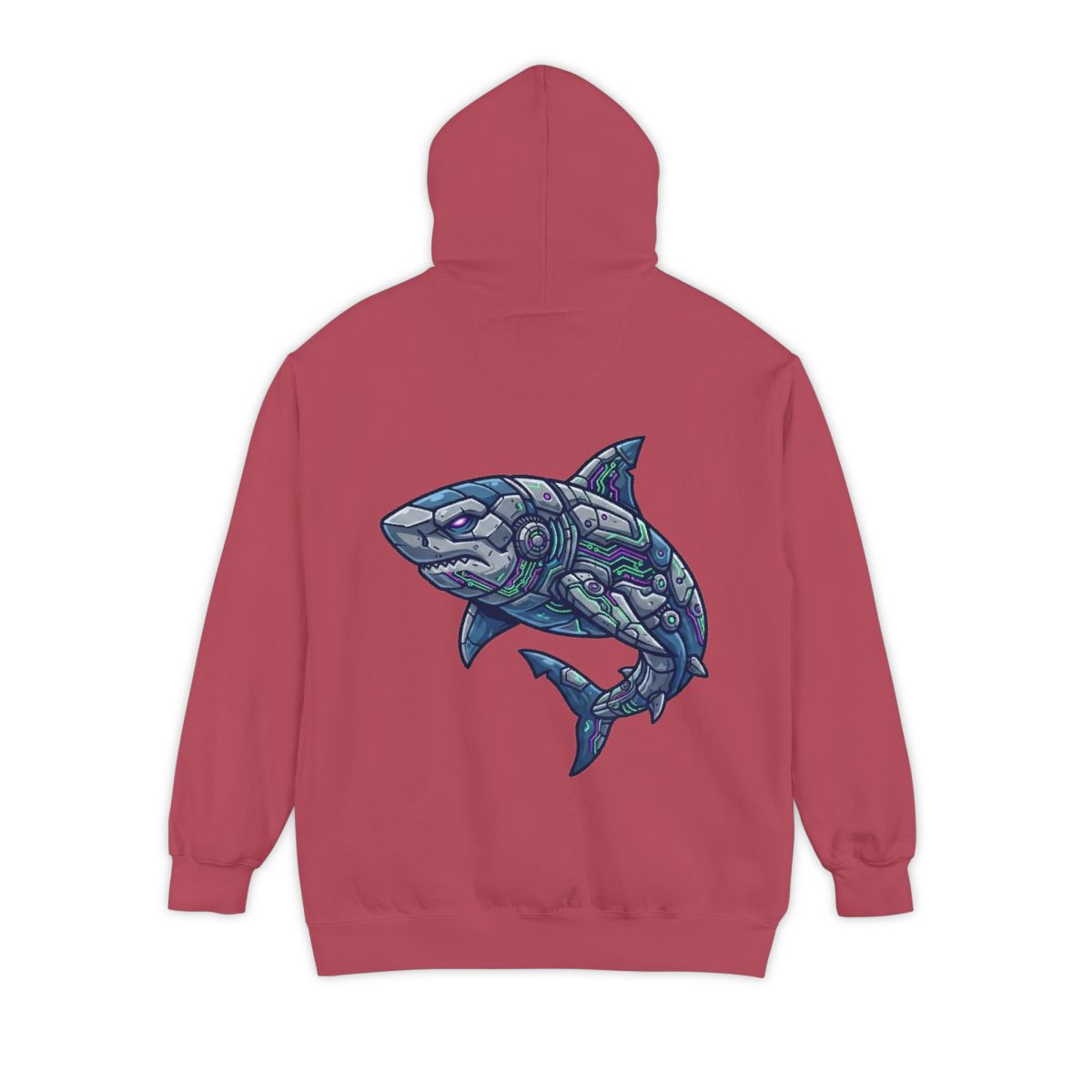 Color: Crimson | Cyber Shark Garment-Dyed Hoodie