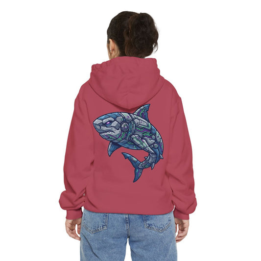 Color: Crimson | Cyber Shark Garment-Dyed Hoodie