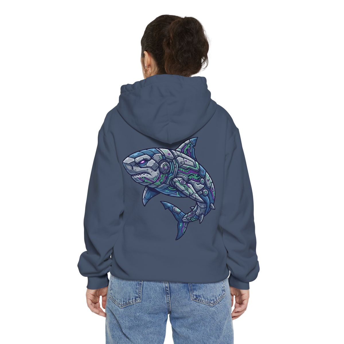 Color: Denim | Cyber Shark Garment-Dyed Hoodie