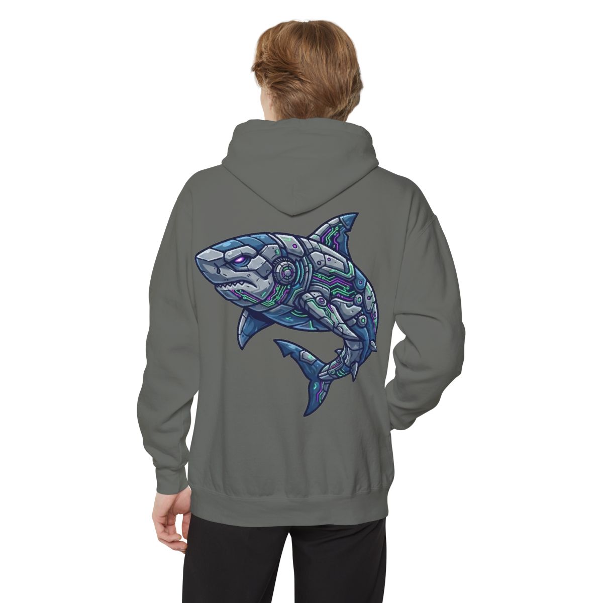 Color: Grey | Cyber Shark Garment-Dyed Hoodie