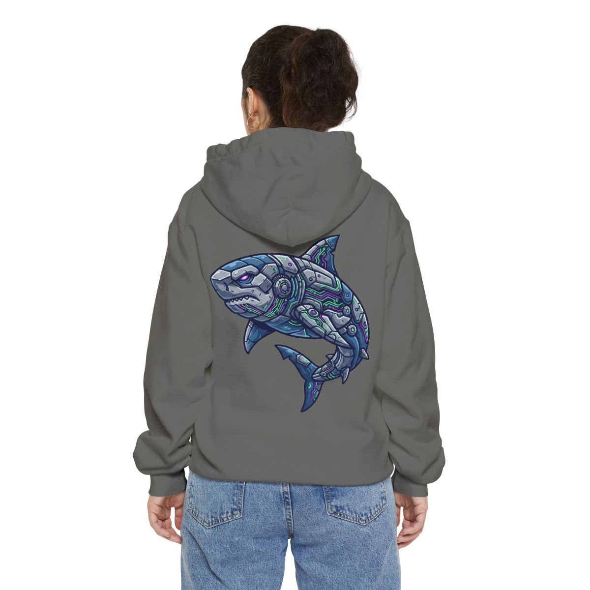 Color: Grey | Cyber Shark Garment-Dyed Hoodie