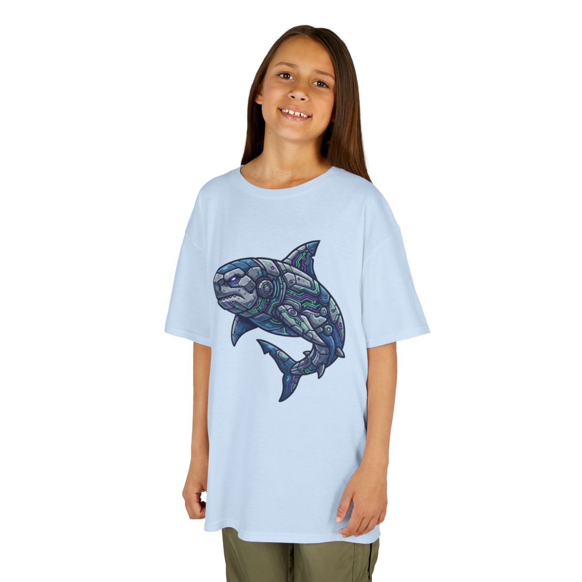 Color: Light Blue | Cyber Shark Kids Tee