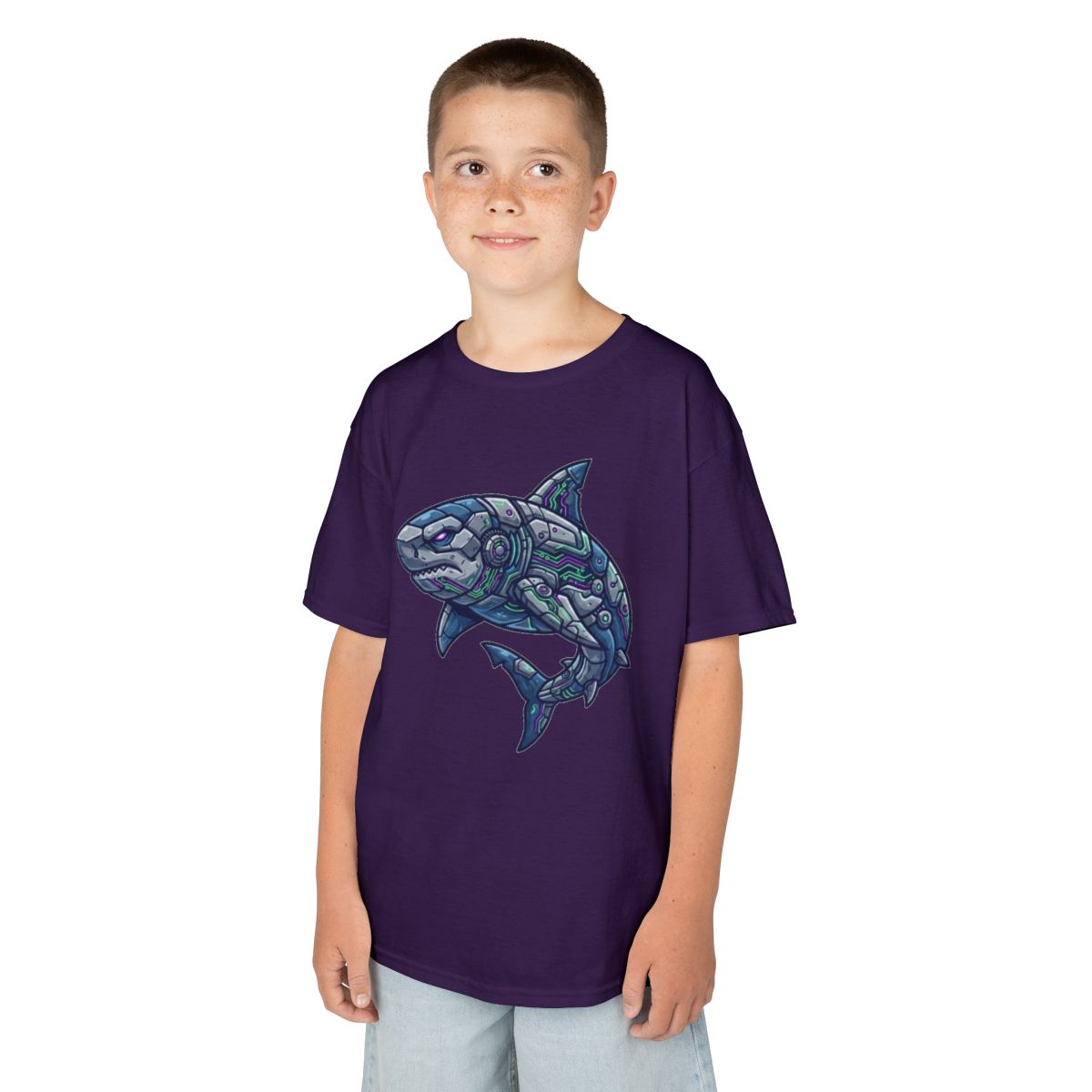 Color: Purple | Cyber Shark Kids Tee