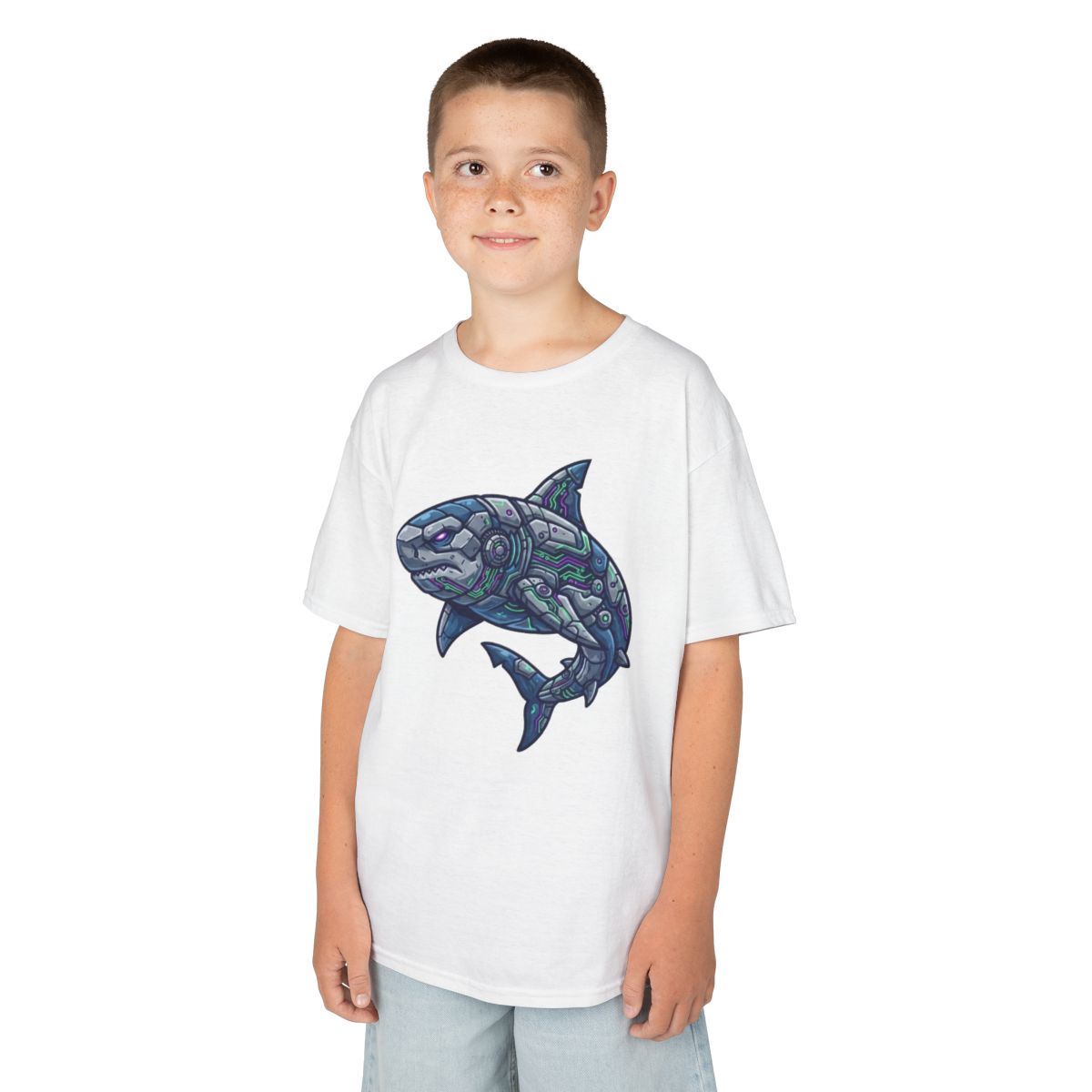 Color: White | Cyber Shark Kids Tee