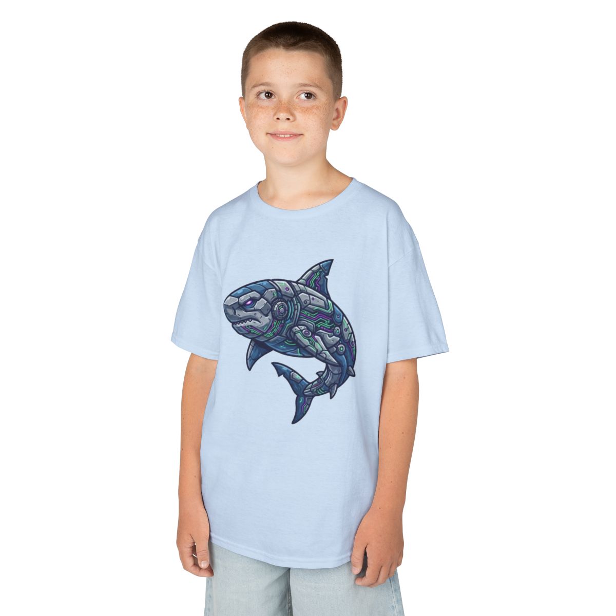 Color: Light Blue | Cyber Shark Kids Tee