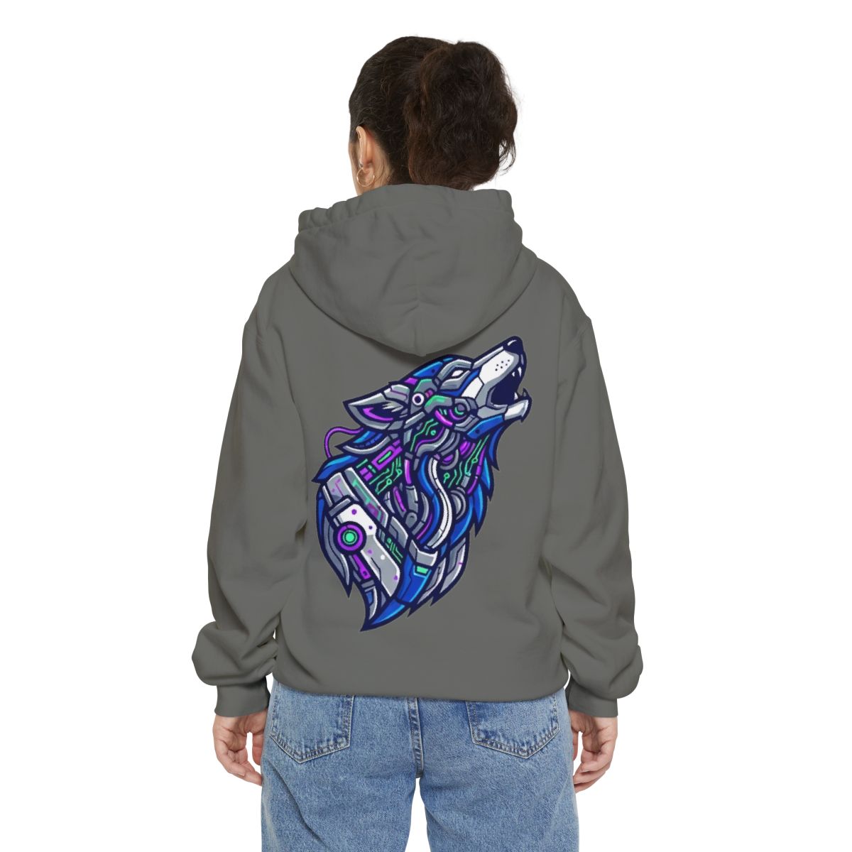 Color: Grey | Cyber Wolf Garment-Dyed Hoodie
