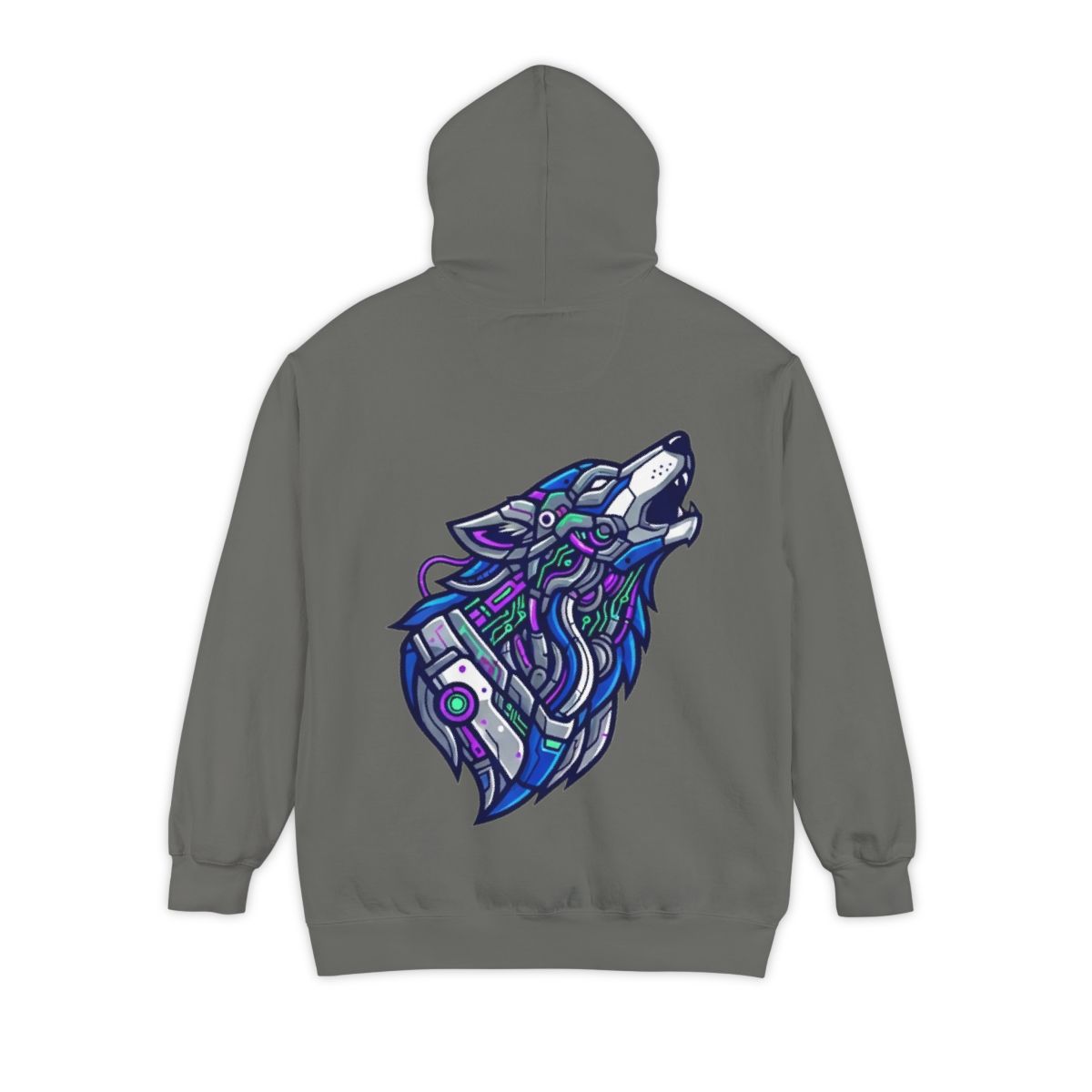 Color: Grey | Cyber Wolf Garment-Dyed Hoodie