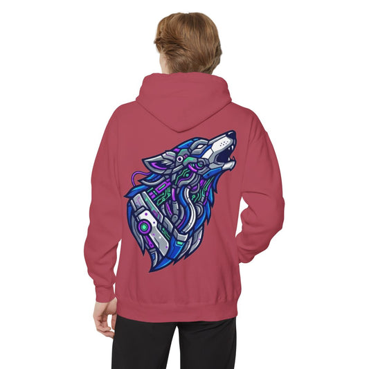 Color: Crimson | Cyber Wolf Garment-Dyed Hoodie